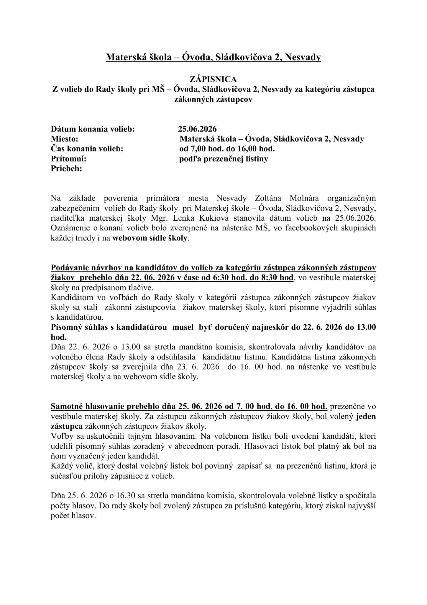 Voľby do rady školy - 3
