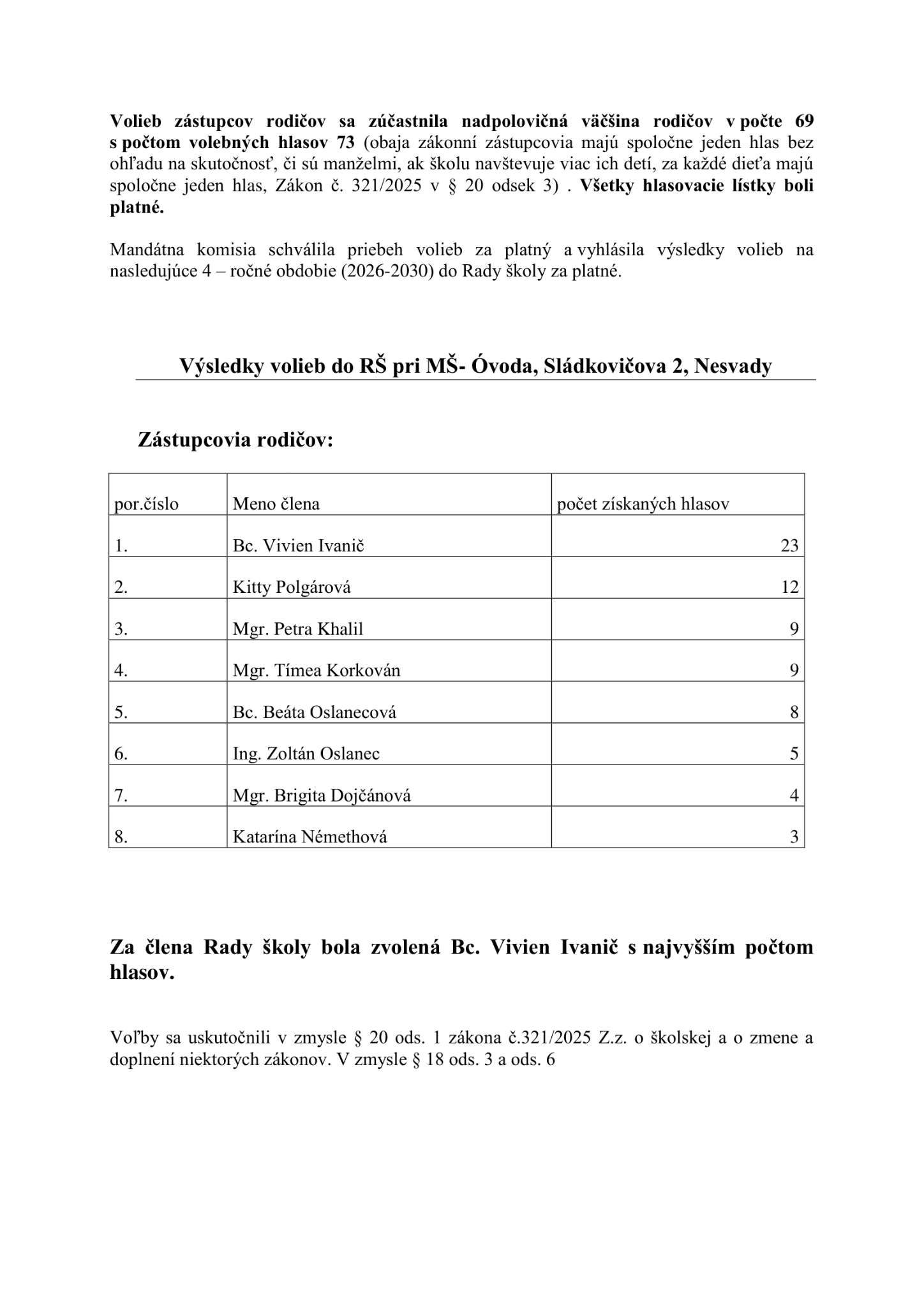 Voľby do rady školy - 4