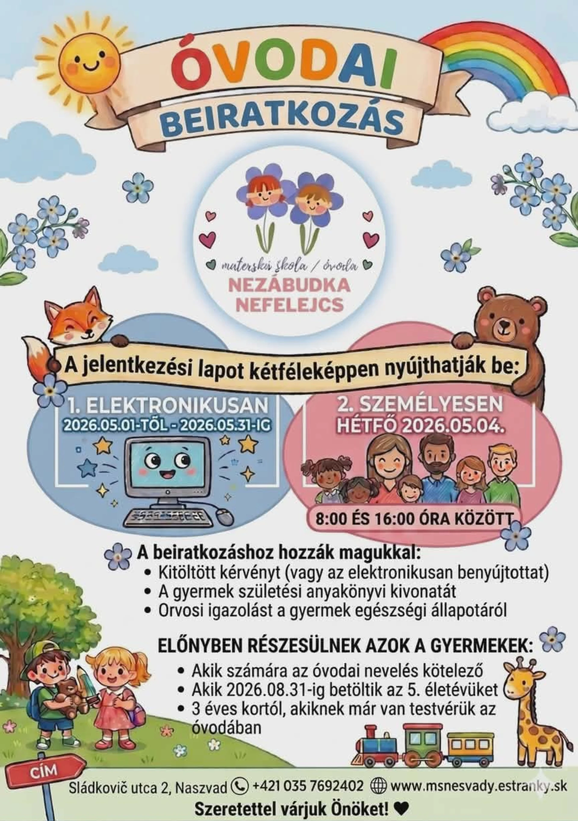 Zápis do materskej školy - Óvoda - 2